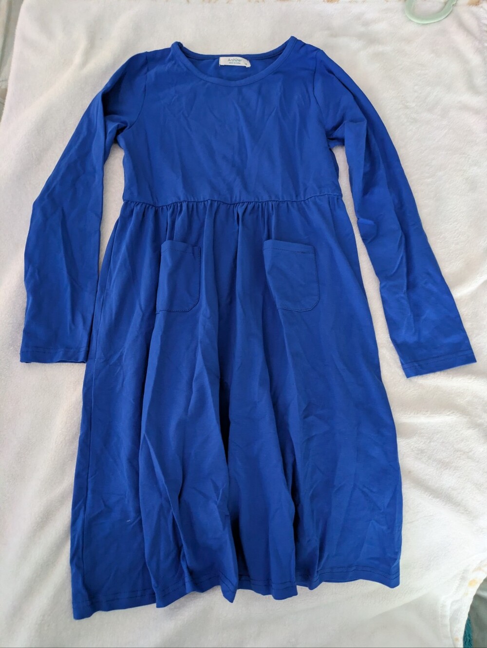 🛍️3/$15--🆕 NWOT Arshiner cobalt blue long-sleeve dress w/pockets